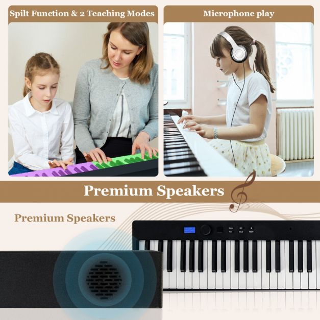 88-Key Foldable Full-Size Semi-Weighted Digital Piano Keyboard with MIDI Support