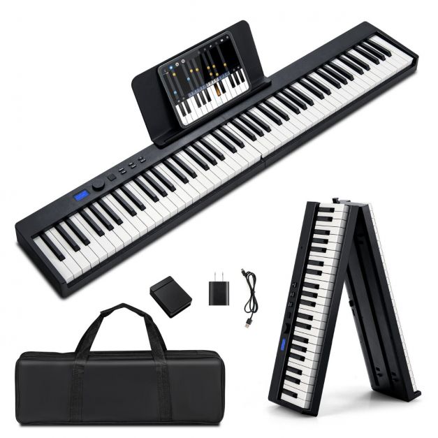88-Key Foldable Full-Size Semi-Weighted Digital Piano Keyboard with MIDI Support