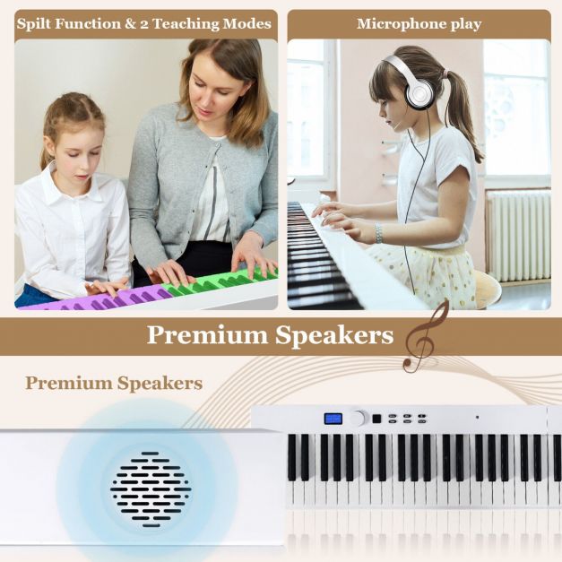 88-Key Foldable Full-Size Semi-Weighted Digital Piano Keyboard with MIDI Support