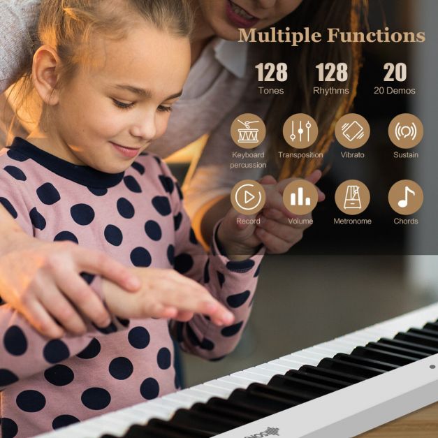 88-Key Foldable Full-Size Semi-Weighted Digital Piano Keyboard with MIDI Support