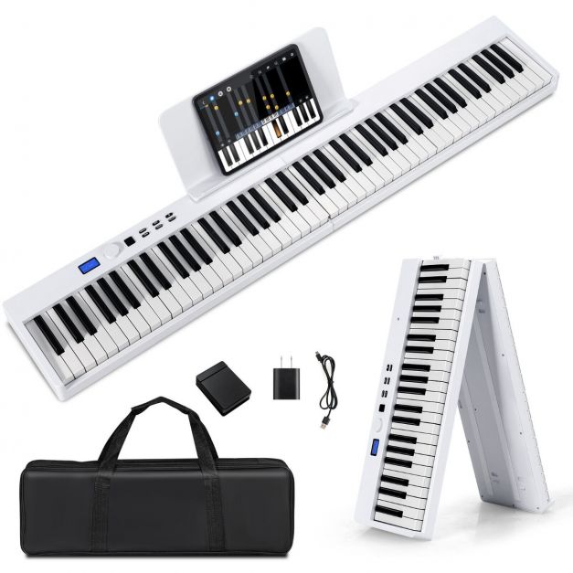 88-Key Foldable Full-Size Semi-Weighted Digital Piano Keyboard with MIDI Support