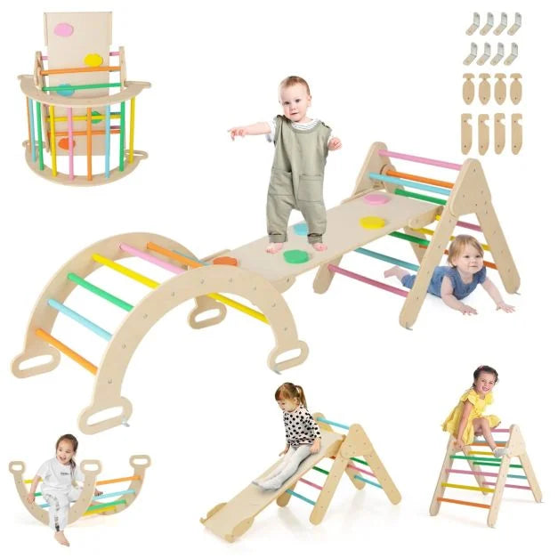 7-in-1 Toddler Climbing Frame with 6-Piece Indoor Baby Soft Play Set
