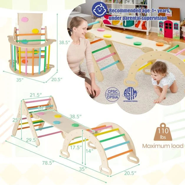 7-in-1 Toddler Climbing Frame with 6-Piece Indoor Baby Soft Play Set