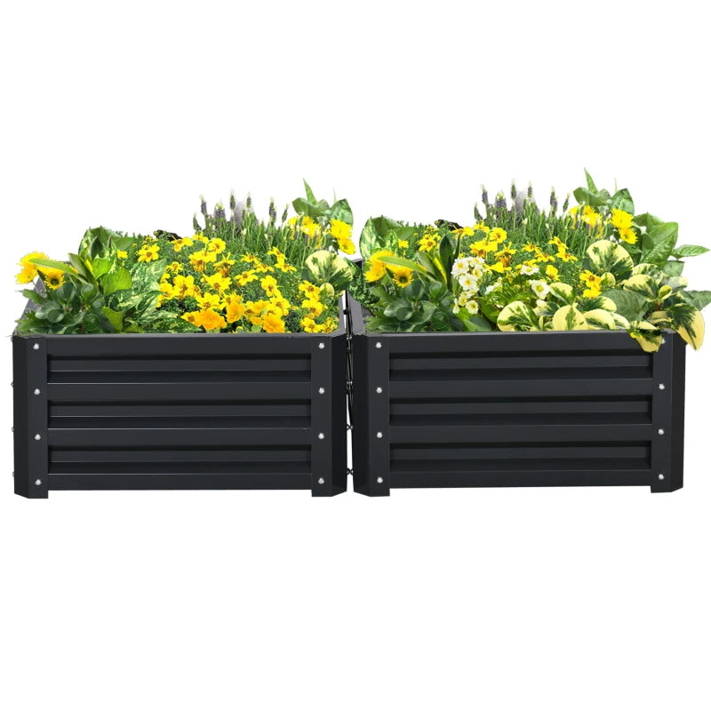 Pair of 60x60cm Steel Planter Boxes – Grey Durable Outdoor Garden Pots