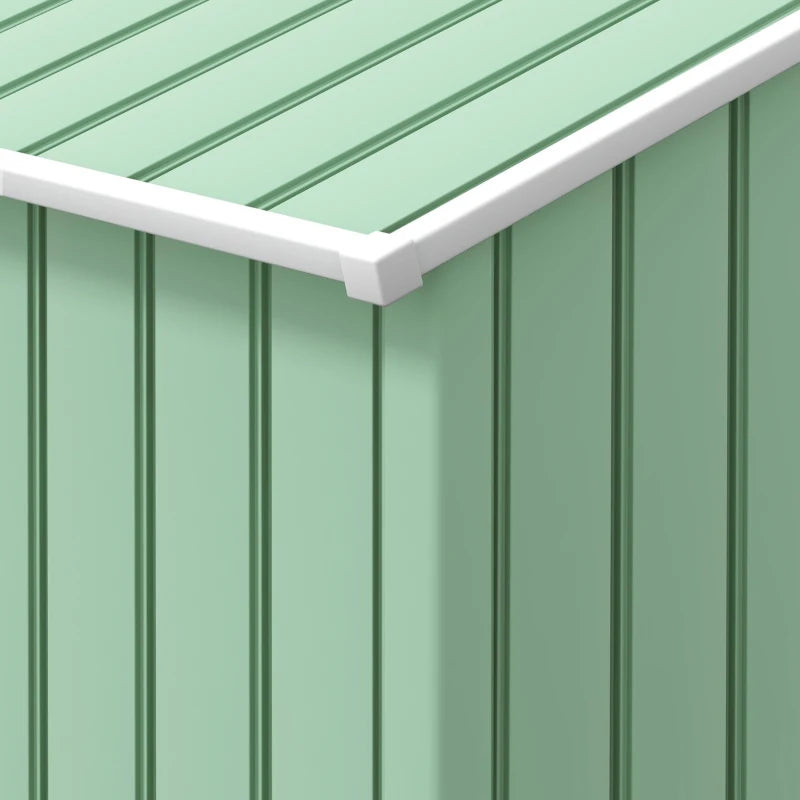 Metal Garden Shed with Lockable Double Doors, Ventilation & Foundation Kit, 7x4 ft, Light Green