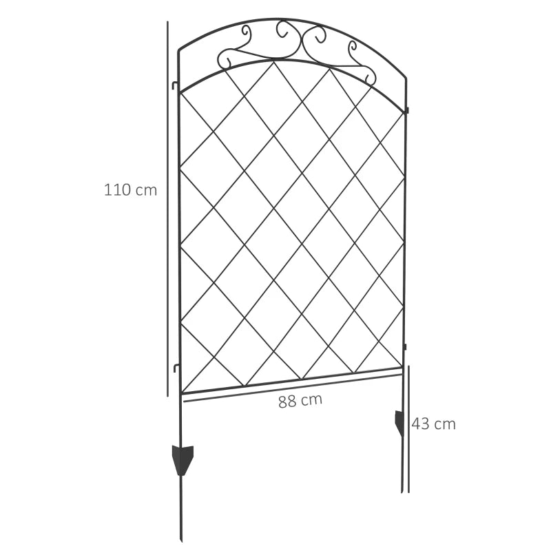Steel Wire Decorative Garden Fence Panels with Swirl Design, Animal Barrier, 8PC 43"x11.4ft