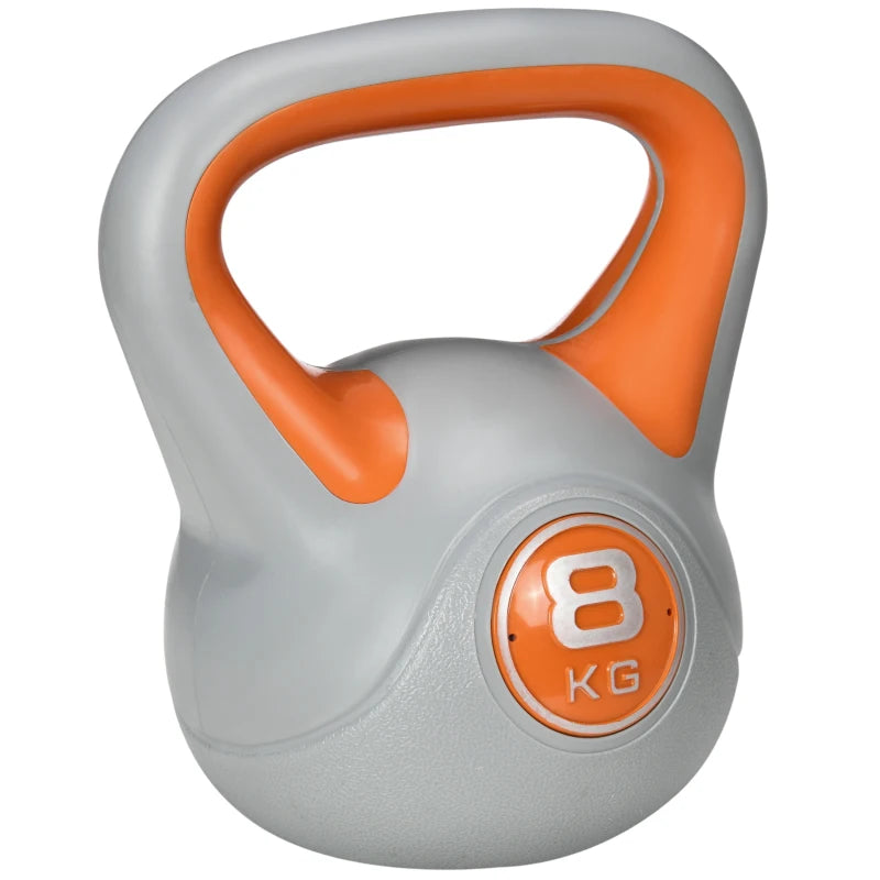 Strength Training Kettlebell – 8kg Weight, Orange & Grey