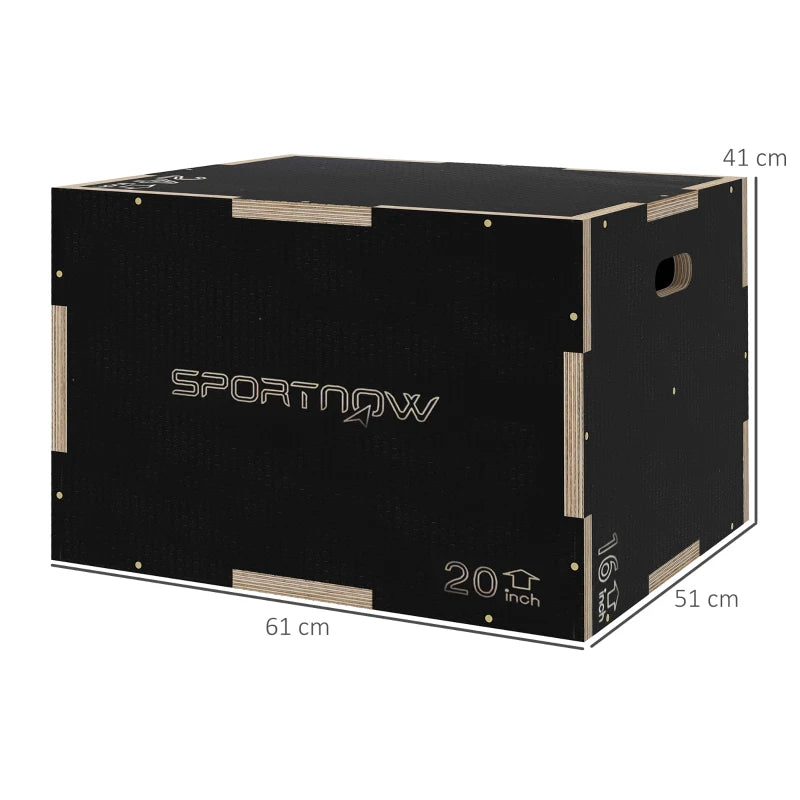 Home Gym Jump Box with Multi Heights – Black Wooden Step Up