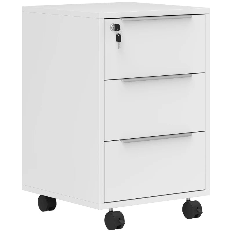 Office Filing Cabinet – White, 3 Locking Drawers