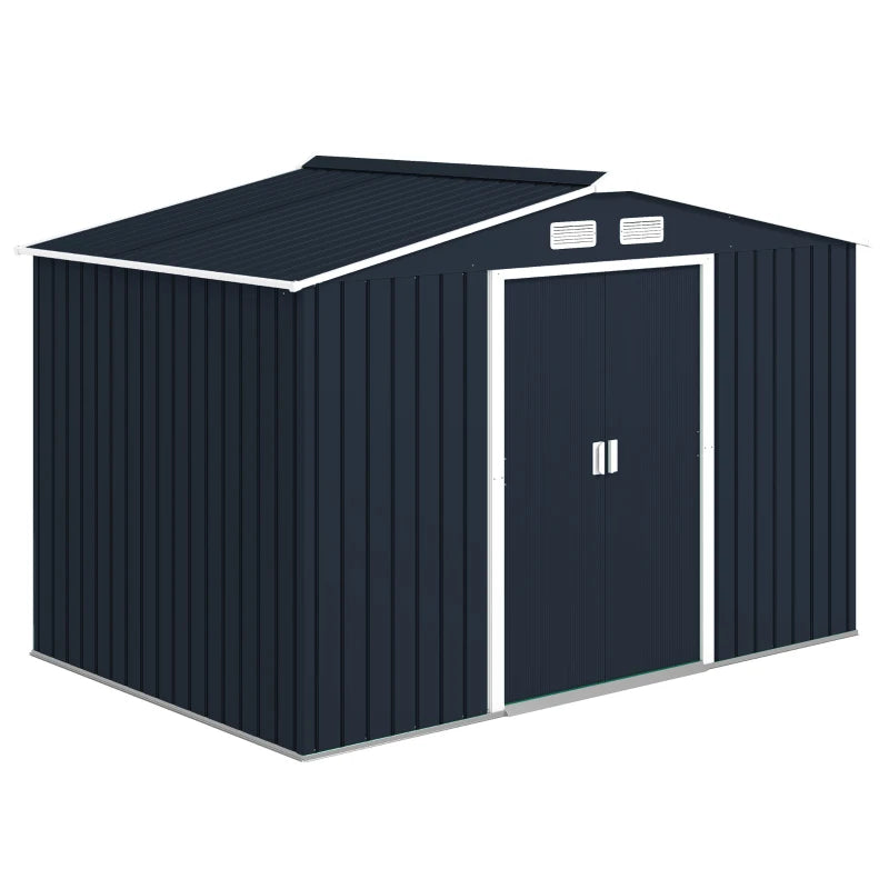 9x6ft Metal Bike Storage Shed – Lockable Outdoor Tool Shed with Vents & Foundation Kit