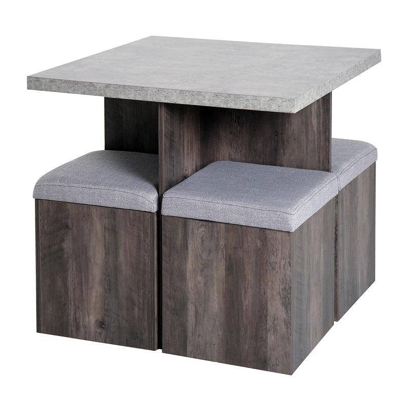 Indoor/Outdoor 5PC Dining Set with Storage Stools & Table