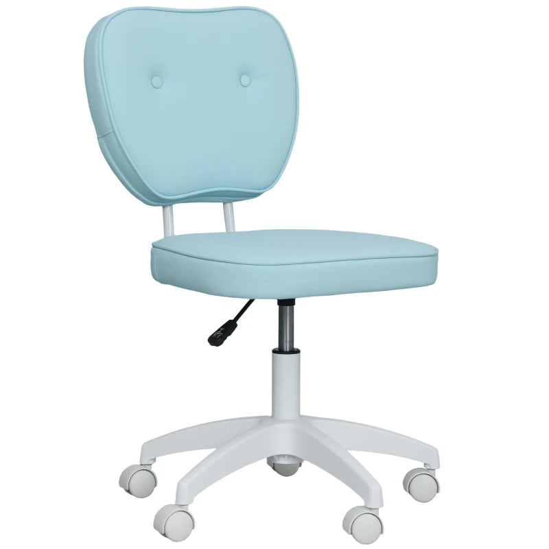 Blue Swivel Vanity Chair with Wheels
