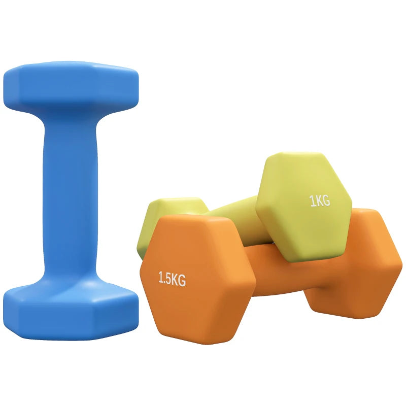 6-Piece Dumbbell Set – Hex Weights for Home Gym (1–2kg)