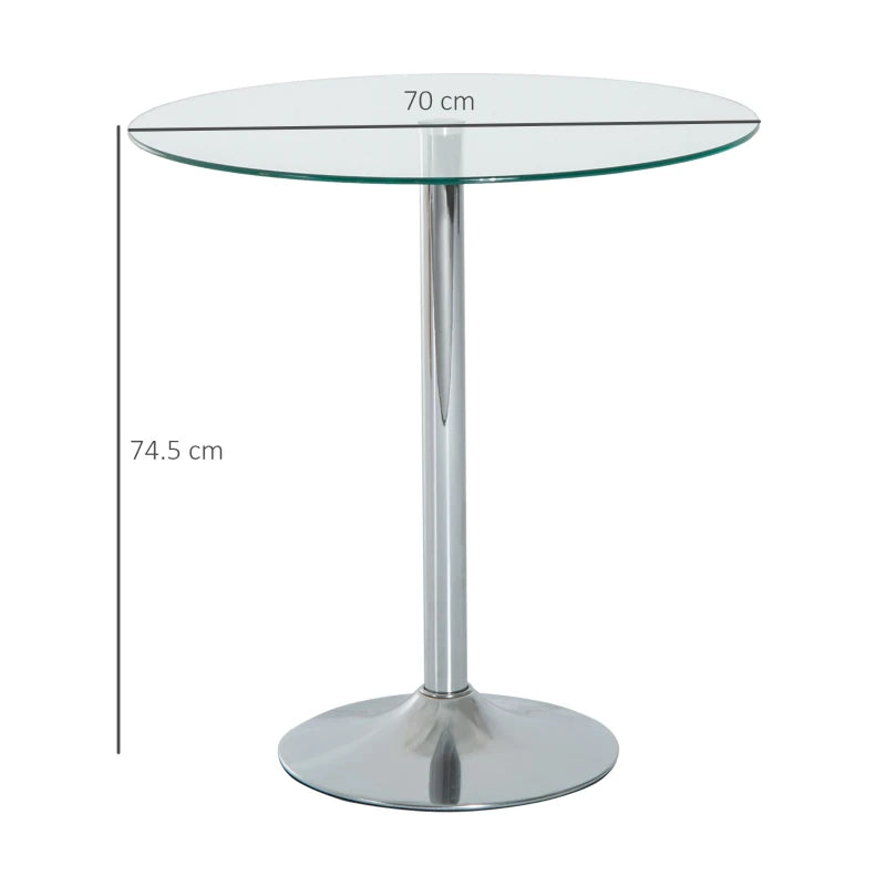 Modern Round Dining Table, Glass Top, Space-Saving Design