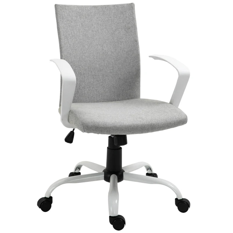 Home Office Task Chair – Linen, Armrest, Light Grey