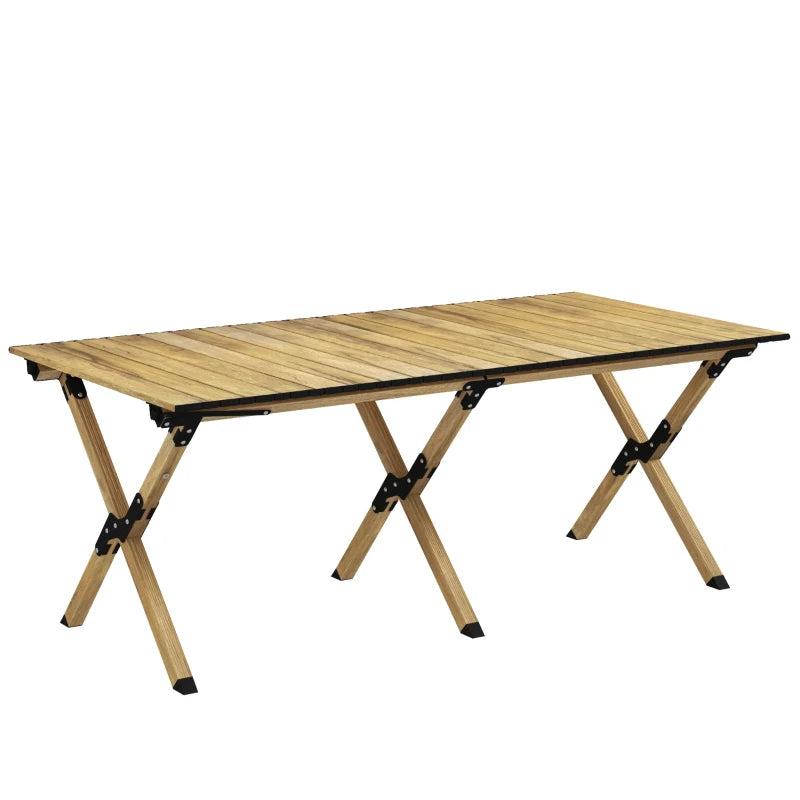 Folding Outdoor Camping Table – Aluminium, Wood Effect