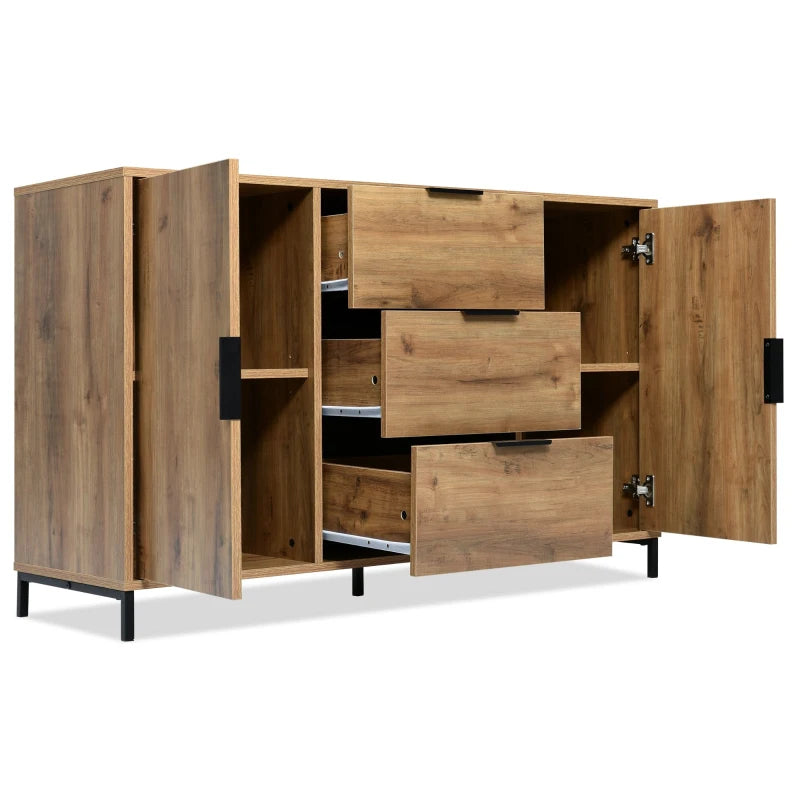 Modern Dark Oak Sideboard Cabinet – 2 Doors, 3 Drawers, Adjustable Shelf