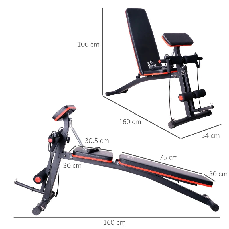 Foldable Red Weight Bench – Adjustable for Strength Training