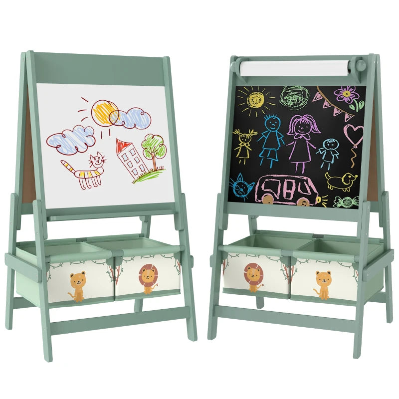 Art Easel for Ages 3-8, Double-Sided Whiteboard & Blackboard