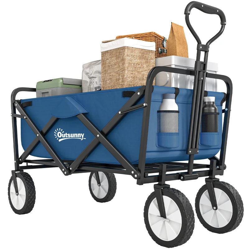 Folding Festival Trolley Cart with Wheels & Adjustable Handle – Portable Outdoor 90L Trolley
