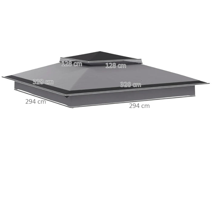 2-Tier Pop Up Gazebo Roof Replacement with 30+ UV Protection, Grey 3.25x3.25M