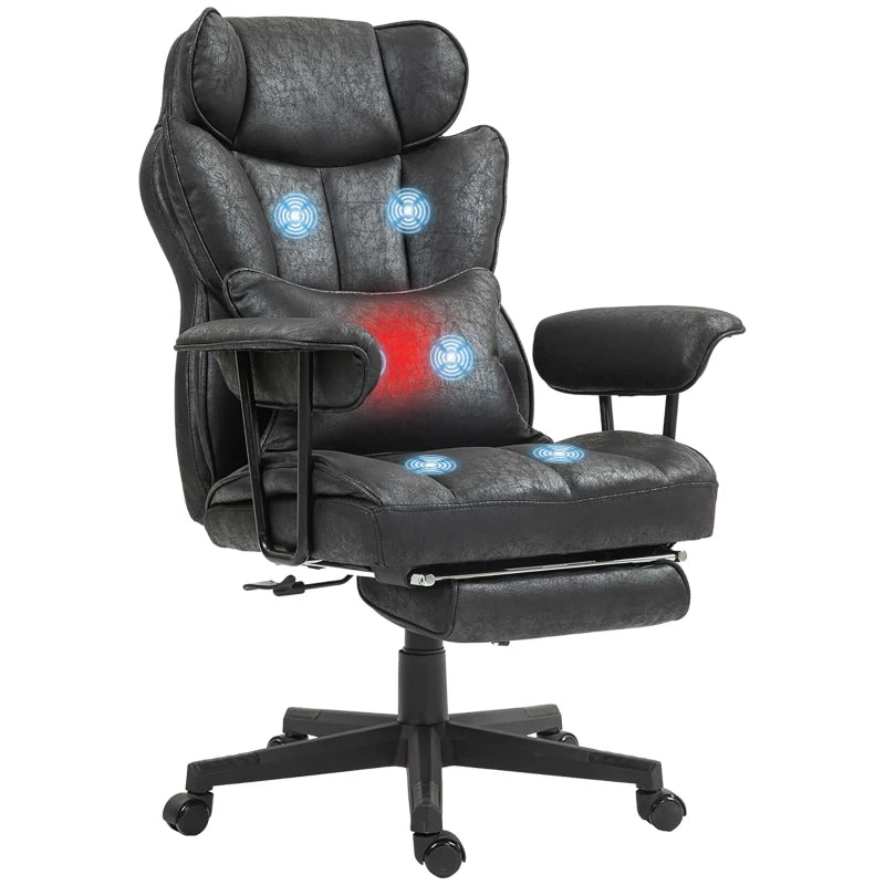 Black Office Chair with Massage, Heat, Lumbar Support & Swivel