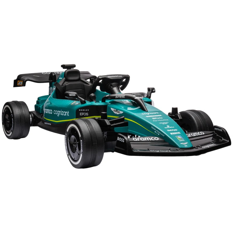 Kids 12V Aston Martin Licensed Ride-On Kart with Bluetooth, Music & Lights - Green