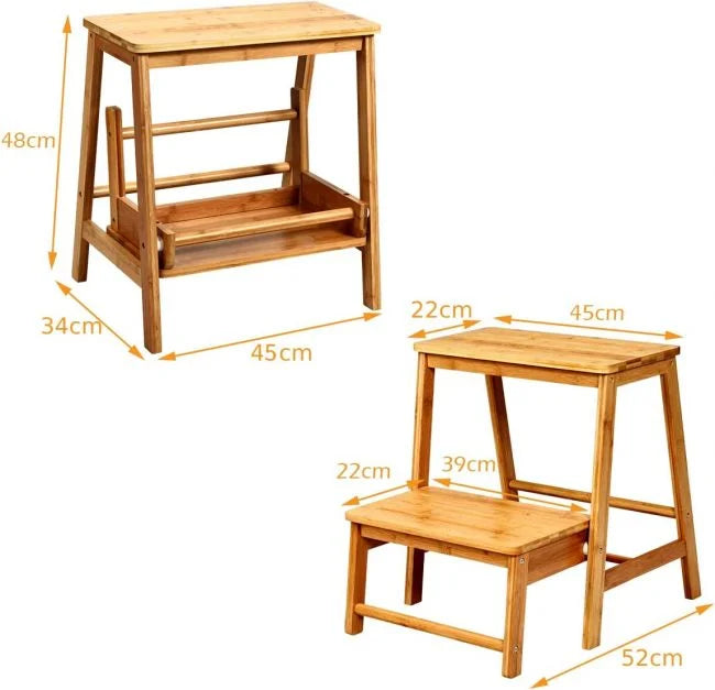 Children’s Bamboo 2-Step Footstool for Easy Reach