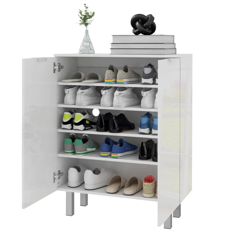 White Shoe Cabinet – 5-Tier Storage Cupboard for Footwear