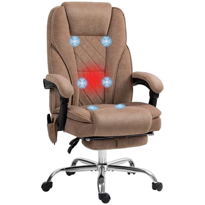 Brown Reclining Office Chair – Heated Massage Computer Chair with Footrest