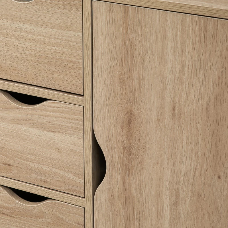 Natural Wood Storage Cabinet – 4 Drawers & Cupboard for Home Use