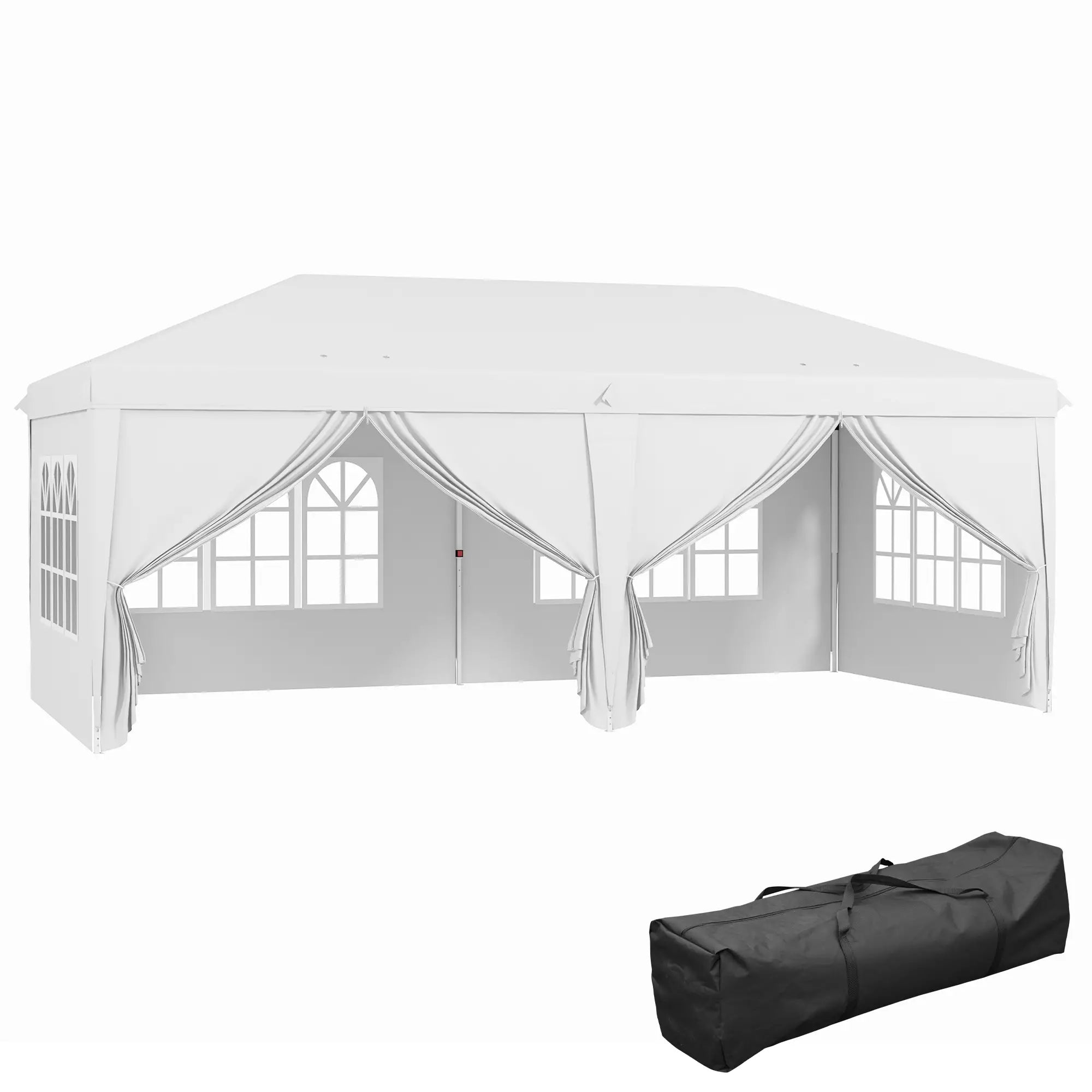 Pop Up Gazebo Tent – White Waterproof Marquee with Sidewalls, Windows & Bag 3x6m