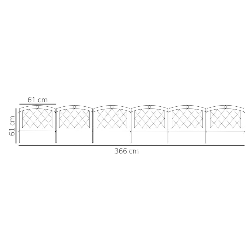 Decorative Black Metal Outdoor Picket Fence Panels, 6-Piece Set – Weather-Resistant