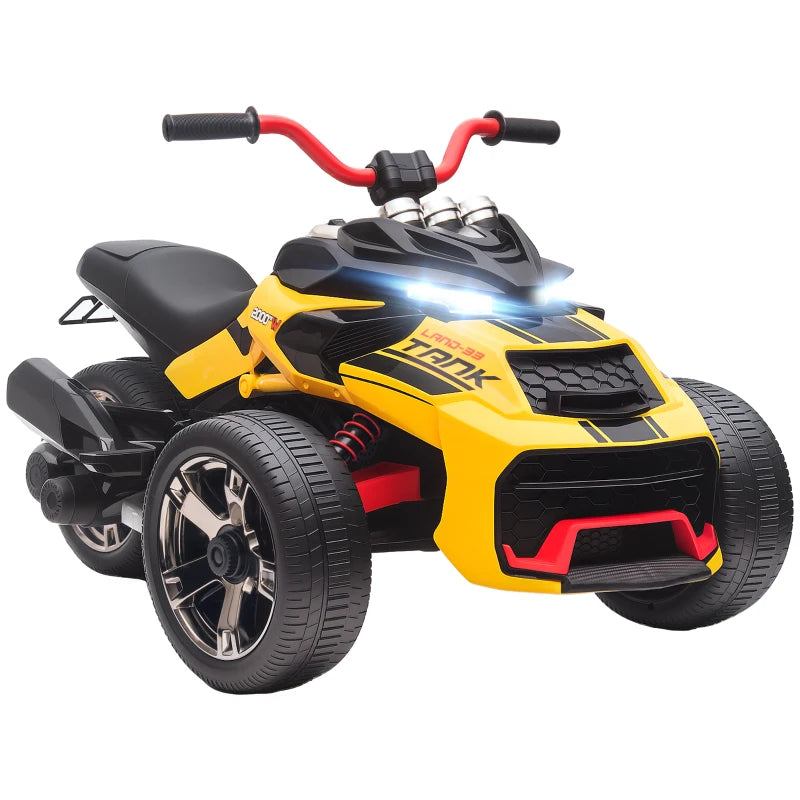Electric Ride-On Car with 3 Wheels, MP3 Player & Horn – Yellow, 12V, Ages 3-8