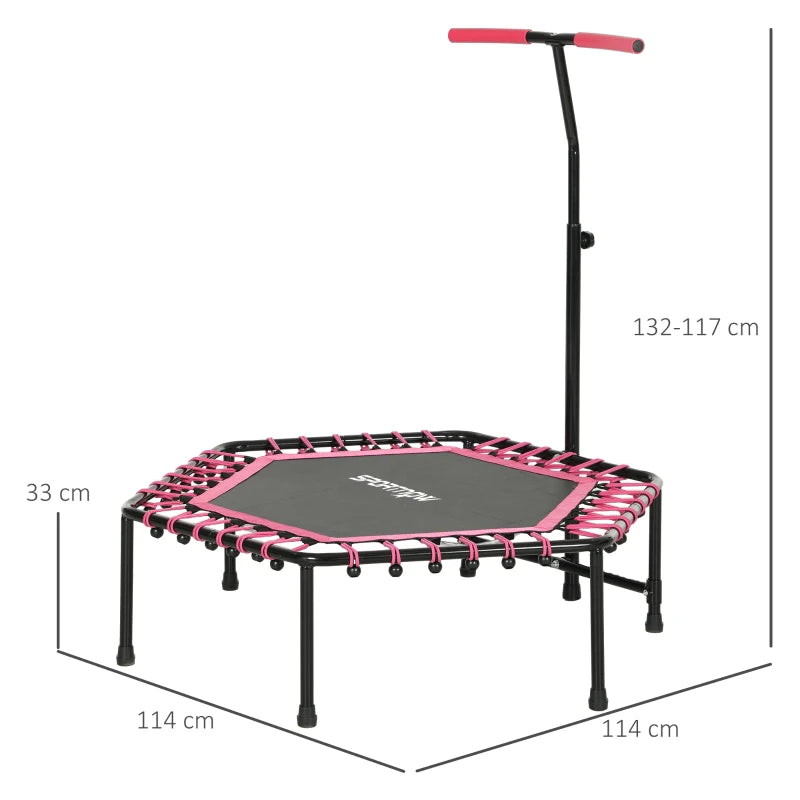 Pink Rebounder Trampoline – Adjustable Handle & LED Lights