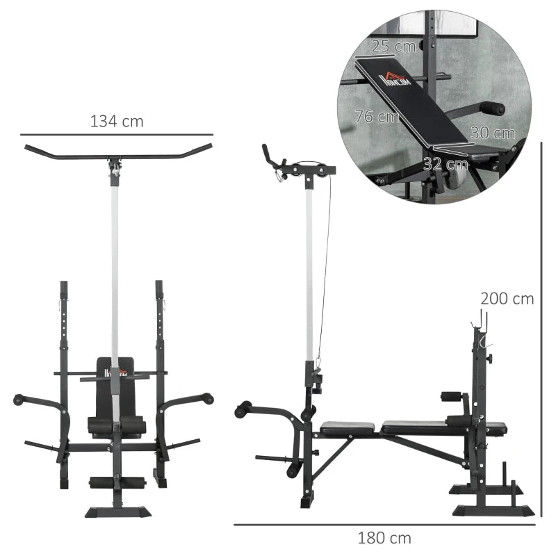 Full Body Workout Bench Set – Pulley, Squat Rack & Weight Storage