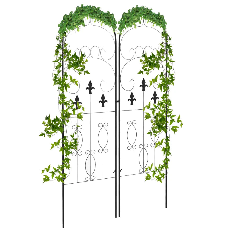 Garden Trellis Set of 2, Metal Climbing Plant Support with Scroll Pattern