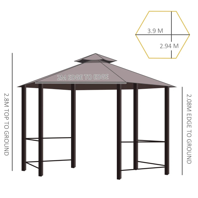 Stylish Gazebo Canopy Tent for Garden or Patio with Roof Vent & Panels – 3x3m