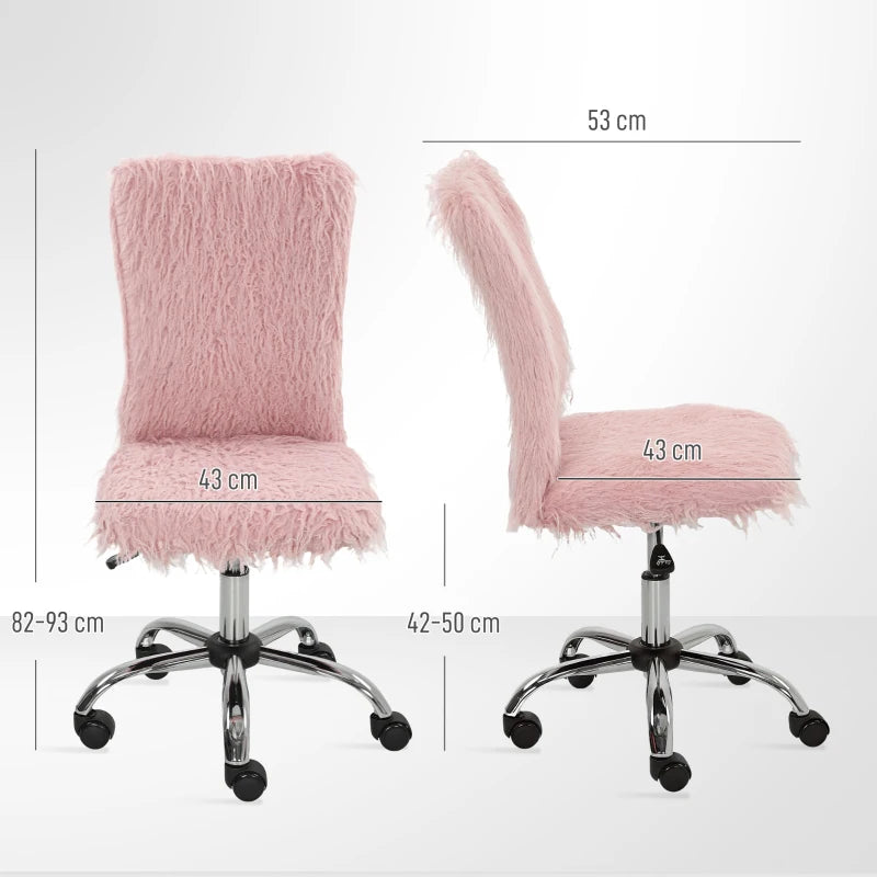 Modern Pink Office Desk Chair – Armless, Swivel & Height Adjustable