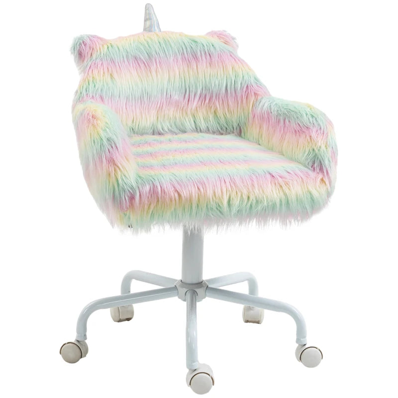 Unicorn Desk Chair – Adjustable Height, Fluffy & Colorful