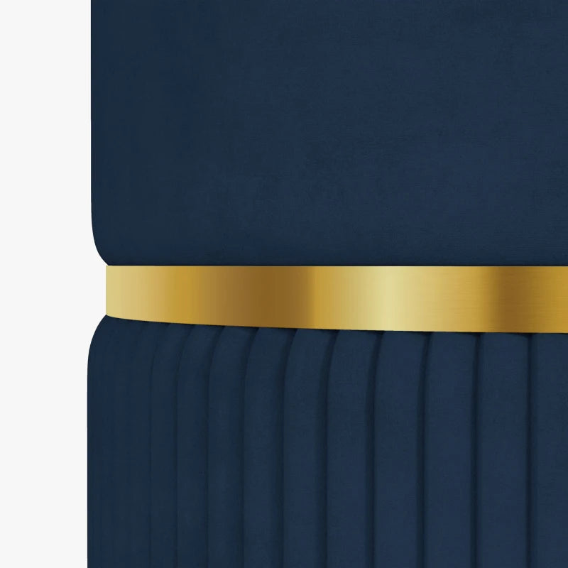 Blue Velvet-Feel Ottoman with Storage – Perfect for Living Room or Bedroom
