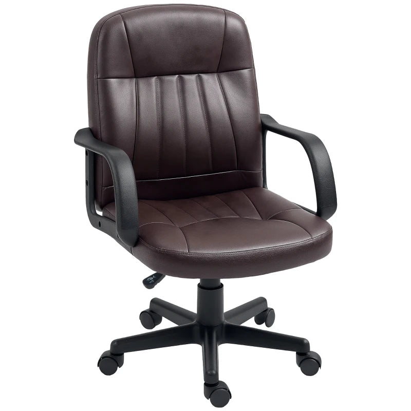 Swivel Computer Chair – Dark Brown PU Leather Executive Seat