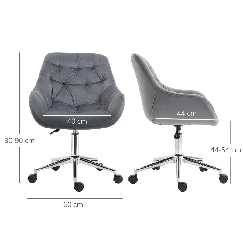 Dark Grey Velvet Ergonomic Office Chair