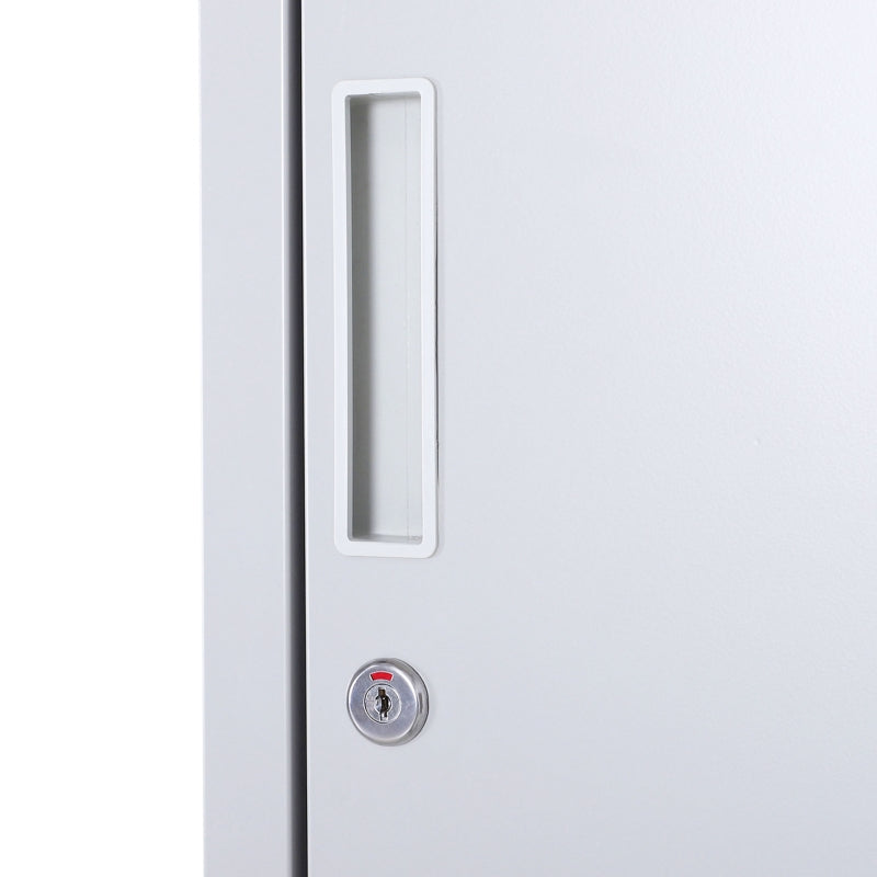 Steel Locker Cabinet, Grey Vertical Storage with Adjustable Shelves