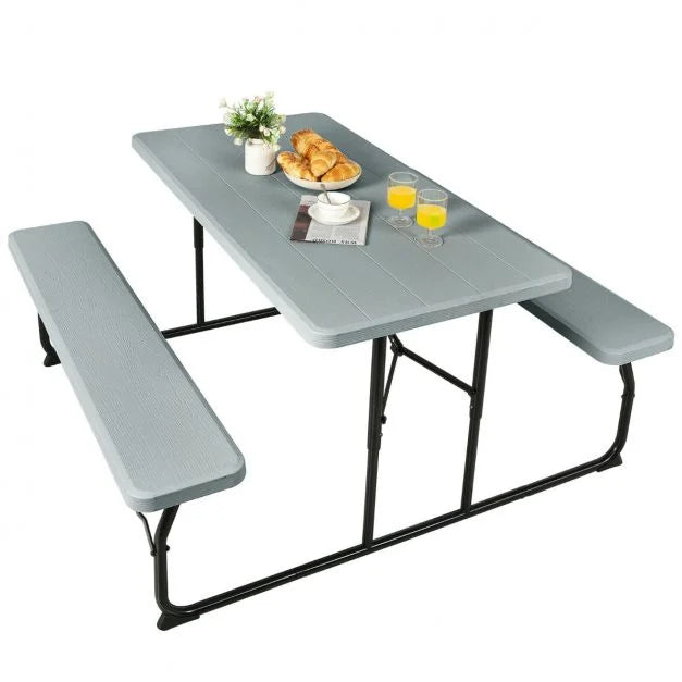 Foldable Outdoor Table & Bench Set – Anti-Skid Design