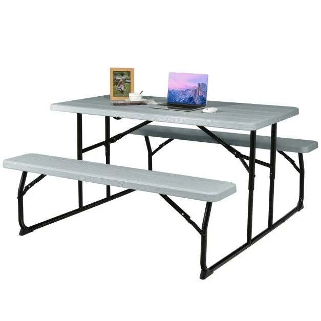 Foldable Outdoor Table & Bench Set – Anti-Skid Design