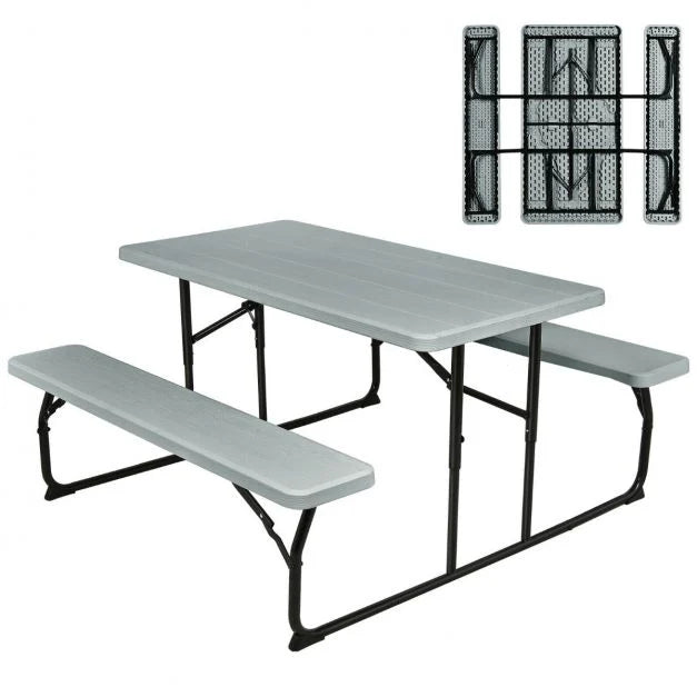 Foldable Outdoor Table & Bench Set – Anti-Skid Design