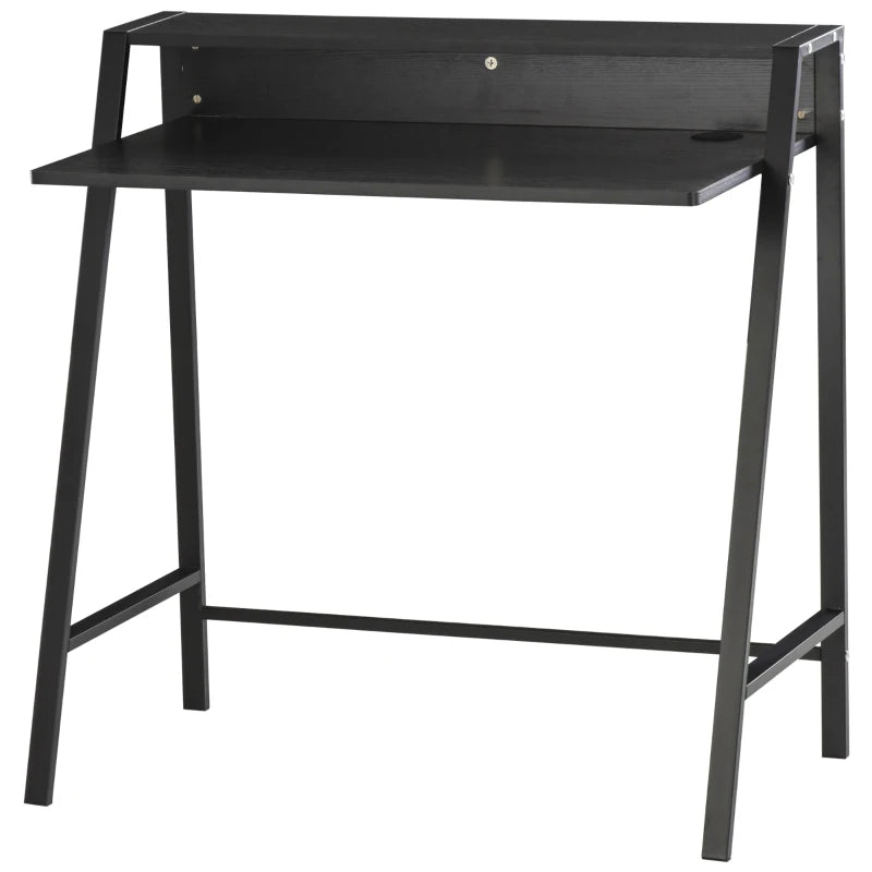 Compact Writing Desk – 84x45cm, Black, with Shelf