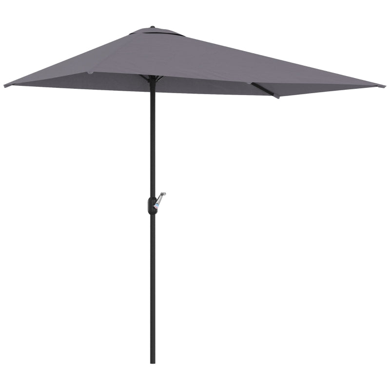 Crank Handle Semi-Round Patio Umbrella for Balcony Grey Color, No Base Included, 2.3m