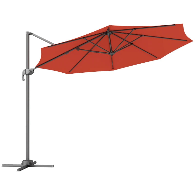 Orange Overhanging Parasol with Multi-Position Adjustable Canopy – Garden Use